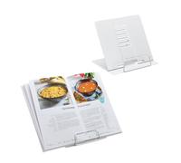 Relaxdays Porte-livres, en lot pratique de 2, réglable en hauteur, en acier robuste, pour la cuisine, blanc