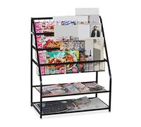 Relaxdays Porte-Magazines, HLP: 81 x 67 x 37 cm, Porte-revues en métal, à Poser au Sol, Salon, Chambre, Noir