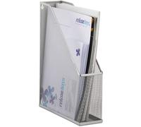 Relaxdays Porte-magazines Maille Porte-journaux Revues Porte-documents Métal A4 à C4 Fixation Murale, Argenté