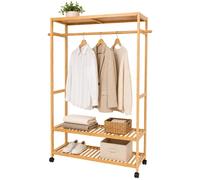 Relaxdays Porte-manteau bambou à roulettes