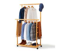 Relaxdays Porte-manteau bambou sur roulettes