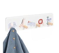 Relaxdays Porte-Manteaux Enfant 4 Crochets éléphant Girafe Hippo Lion Koala | MDF, pin, fixation incluse, chambre d'enfant, chambre de bébé, couloir, patère
