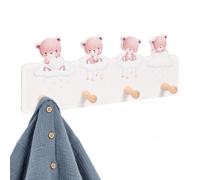 Relaxdays Porte-manteau enfant 4 crochets 15x38 cm