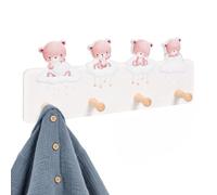 Relaxdays Porte-Manteau Enfant, 4 Crochets, Mural, Ours | MDF, pin, fixations incluses, chambre d'enfant, chambre bébé, couloir, patère