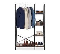 Relaxdays Porte-Manteau Industriel 5 étagères, Tringle, 160x100x40 cm, Brun-Noir