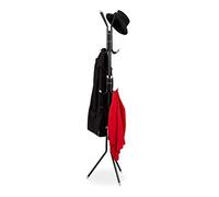 Relaxdays Porte-manteau, métal, avec 12 crochets, HxLxP 180 x 44 x 39 cm, autonome, solide, portant vêtements, noir