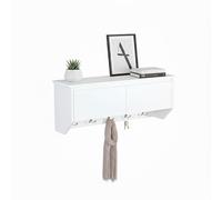Relaxdays Porte-Manteau Mural 5 Crochets, Rangement, MDF Blanc