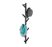 Relaxdays Porte-manteaux mural avec 8 patères, économe en place, décoratif, métal, 100,5 x 19,5 x 7 cm, penderie, noir