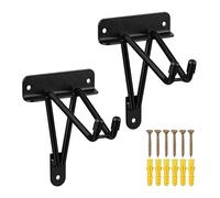 Relaxdays Porte-outils en lot de 2, double crochet, 24 cm de long, pour garage, atelier ou cave, range-balai, fer, noir