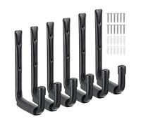 Relaxdays Porte-Outils en Lot de 6, Charge maximale par Crochet : env. 40 kg, Atelier, Cave, Acier et Mousse, Noir