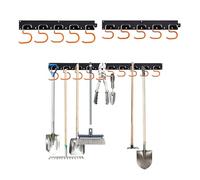 Relaxdays Porte-outils mural, 10 crochets, 2 rails, H x L x P : 5 x 43 x 2 cm, noir/orange