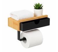 Relaxdays Porte-papier en bambou avec étagère