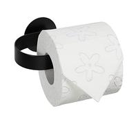Relaxdays Porte-Papier Toilette, 5,5x15,5x8,5 cm, Acier Inoxydable, dérouleur de Papier, sans perçage au Mur, Noir