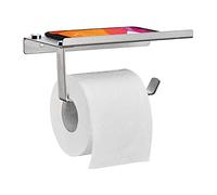 Relaxdays Porte-Papier Toilette, avec Support, Distributeur en INOX brossé, Montage Mural, HLP 8 x 18 x 9,5 cm, argenté