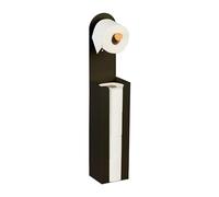 Relaxdays Porte-Papier Toilette, réserve de 4 Rouleaux, Fer et Bambou, H x L x P : env. 66 x 12 x 11 cm, Noir et Nature