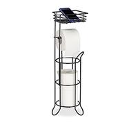 Relaxdays Porte-Papier Toilette, Vertical, avec Support, 3 Rouleaux, Moderne, métal, HLP 57,5x18,5x17,5 cm, Noir
