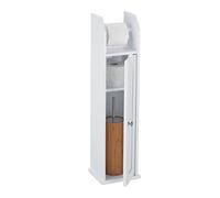 Relaxdays Porte Papier Toilette Vertical, étroit, pour 5 Rouleaux de Rechange, MDF, HLP 78,5 x 20 x 18 cm, Blanc