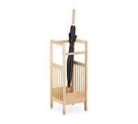 Relaxdays Porte-parapluies en bambou design naturel élégant support bois avec 2 poignées HxlxP: 64 x 25 x 26-5 cm- nature