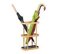 relaxdays Porte-parapluies Rectangle en Bambou Design Naturel élégant Support Bois métal HxlxP: 45 x 29,5 x 15cm, Nature