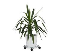 Relaxdays Porte plantes à roulettes freins - support pot rond métal, 6x32x32 cm, argenté