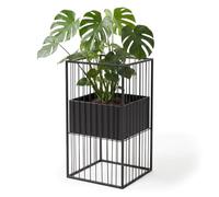 Relaxdays porte-plantes B en métal, 61x30,5x30,5 cm, support carré noir pour pots, salon & couloir