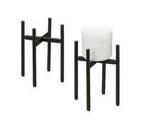 Relaxdays Porte-plantes en lot de 2, largeur réglable, métal, pour intérieur, L x P : 26 x 26 - 37 x 37 cm, noir