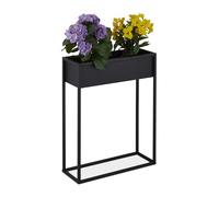 Relaxdays Porte-pot de fleurs noir en métal