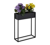 Relaxdays Porte-pot de fleurs noir en métal