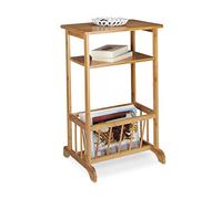 Relaxdays Porte-revues en bambou table d'appoint table console porte-magazine bois 2 surfaces HxlxP: 71,5 x 44,5 x 37 cm, nature