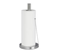 Relaxdays Porte-rouleau de cuisine en acier inoxydable, porte-rouleau de papier sur pied, pour la cuisine, HxP 33 x 15 cm, argenté, 1 pièce