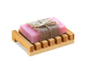 Relaxdays Porte-savon bambou en lot de 2