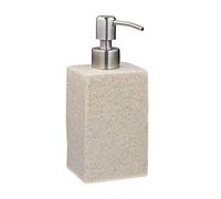 Relaxdays Porte-Savon Liquide, 200 ML, Rechargeable, Salle de Bain, Distributeur shampoing, Pompe en INOX, Beige