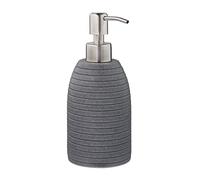 Relaxdays Porte-Savon Liquide, 300 ML, Rechargeable, Salle de Bain, Cuisine, Distributeur shampoing, Pompe en INOX, Gris