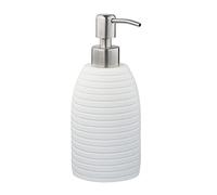 Relaxdays Porte-Savon Liquide, 300 ML, Rechargeable, Salle de Bain, Cuisine, Distributeur shampoing, Pompe INOX, Blanc