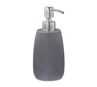 Relaxdays Porte-Savon Liquide, 300 ML, Rechargeable, Salle de Bain, Distributeur shampoing, Pompe en INOX, Rond, Gris