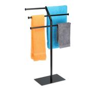 Porte-serviettes Relaxdays, 3 barres pour 6 serviettes, modèle sur pied, pour salle de bains et cuisine, en fer, dimensions : 87 x 50,5 x 20,5 cm, noir