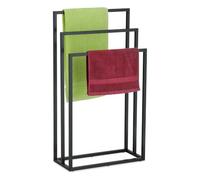 Relaxdays Porte-Serviettes, 3 Barres, Acier, H x L x P : 82,5 x 46 x 21 cm, Support sèche-draps de Bain à Poser, Noir