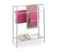 Relaxdays Porte-Serviettes, 3 Barres, étagère, Non Fixe, Acier, H x L x P : 78 x 63 x 26,5 cm, Support, argenté