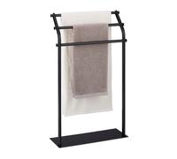 Relaxdays Porte-serviettes, 3 barres, HxLxP : 86 x 51 x 19 cm, antidérapant, salle de bain, chambre, acier, noir