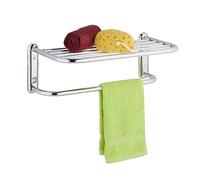 Relaxdays Porte-Serviettes, 6 Barres, Montage Mural, Acier chromé, pour Salle de Bain, HxLxP: 17 x 48 x 23,5 cm, argenté