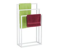 Relaxdays Porte-serviettes blanc à 3 barres