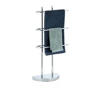 Relaxdays Porte-serviettes chrome 3 barres, salle de bain, support serviettes, socle demi rond, 83x40x18 cm, argent