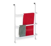 Relaxdays Porte-serviettes de porte acier blanc