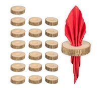 Relaxdays Porte-Serviettes de Table, lot 20, pour Serviette en Papier ou Tissu, H x D : 2 x 7 cm, Nature
