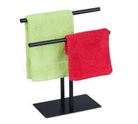 Relaxdays Porte-serviettes, Deux Barres, H X L X P : 31 X 28,5 X 12 Cm, Pour La sélle De Bain Et La Cuisine, Noir