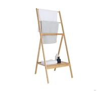 Relaxdays Porte-serviettes en bambou, pliable, avec étagère, 3 barres, H x L x P : 112 x 55 x 44,5 cm, nature