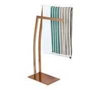 Relaxdays Porte-serviettes en inox WIMEDO HxlxP: 80 x 32 x 20 cm support serviettes sur pied 2 barres, cuivre, Cuivré