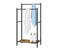 Relaxdays Porte-Serviettes Industriel avec Tablette, 81,5x42x24 cm, Brun foncé/Noir