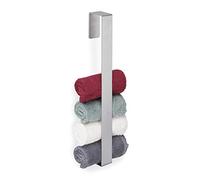 Relaxdays Porte-Serviettes, INOX 430, autoadhésif, Cuisine, Salle de Bain, sans perçage, HxLxP 45 x 4 x 6 cm, argenté