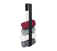 Relaxdays Porte-Serviettes, INOX 430, Salle de Bain, Cuisine, Support autoadhésif, sans perçage, HLP 45 x 4 x 6 cm, Noir